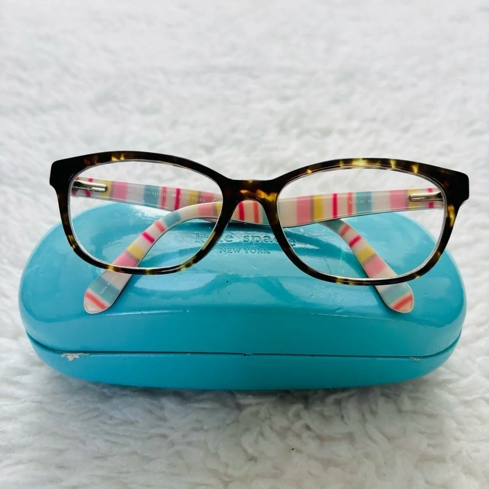 Kate Spade New York Dark Brown Tortoise/Multicolor Eyeglasses Frame only w/ Case